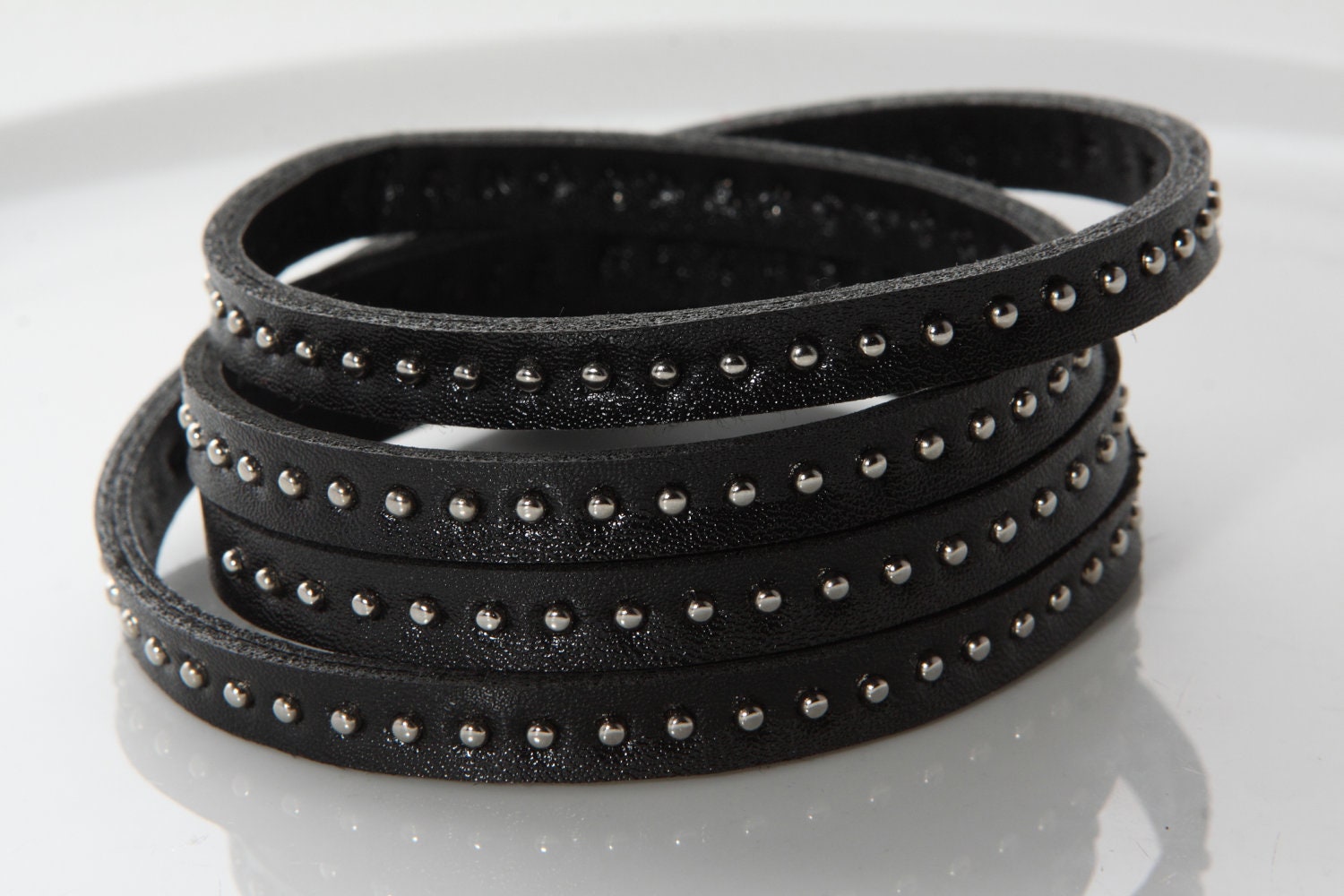 Leather Wrap Studed Bracelet