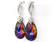 Multicolor crystal earrings - Swarovski Volcano crystals with rhodium plated cz detailed posts FREE SHIPPING