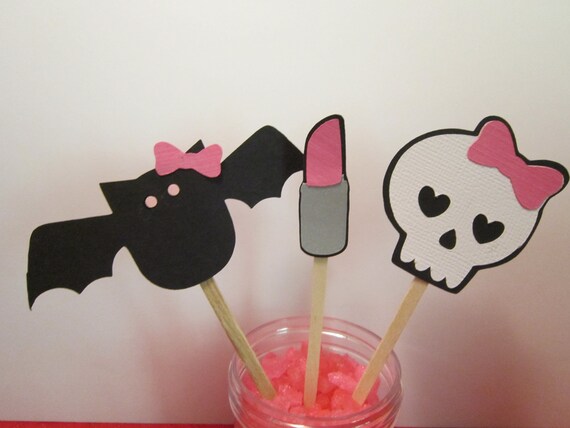 Girl Skull Bat Lipstick Cupcake Toppers Il_570xn