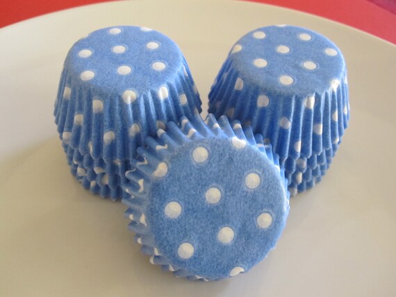 60 Mini Light Blue Polka Dot Cupcake Liners Il_570xn