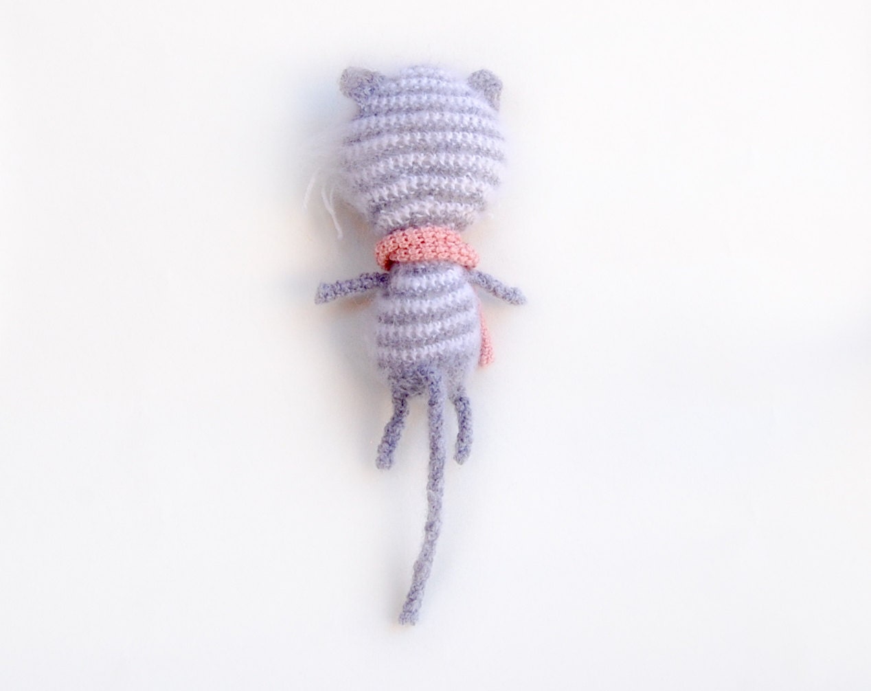 Crochet Cat toy tabby gray white kids childrens crochet toy