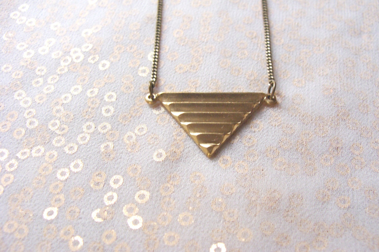 Geometric triangle necklace, minimal jewelry, raw brass pendant. Sweet Geometry mod.A
