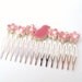 Pink hair comb bird blossom Ceramic silver tone comb Spring time Pastel wedding Bridesmaids