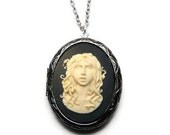 Medusa Cameo Locket, Necklace, Gothic Jewelry, Greek Mythology, Snakes