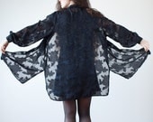 90s floral black sheer jacket