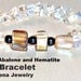 Men's Bracelet- Moonstone, Abalone and Hematite "Neptune's Swag"