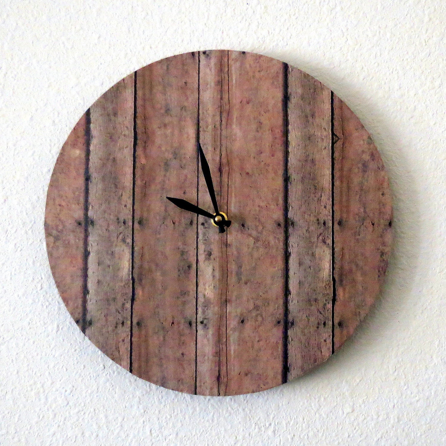Unique Wall Clock, Reclaimed Wood Print, Decor and Housewares, Wall Clock, Home and Living, Rustic Decor, Eco Friendly Decor, UniqueGift