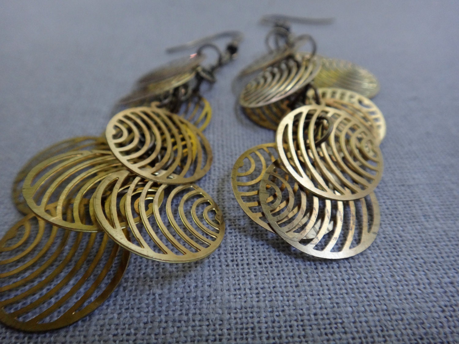 Geometric retro brass earrings