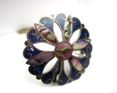 Taxco Sterling Silver Abalome Shell Brooch or Pendant Necklace 1940s Vintage Jewelry