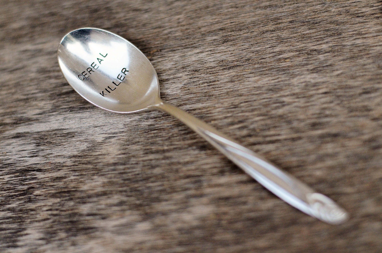 CEREAL KILLER - upcycled spoon, silver plated, recycled, hand-stamped