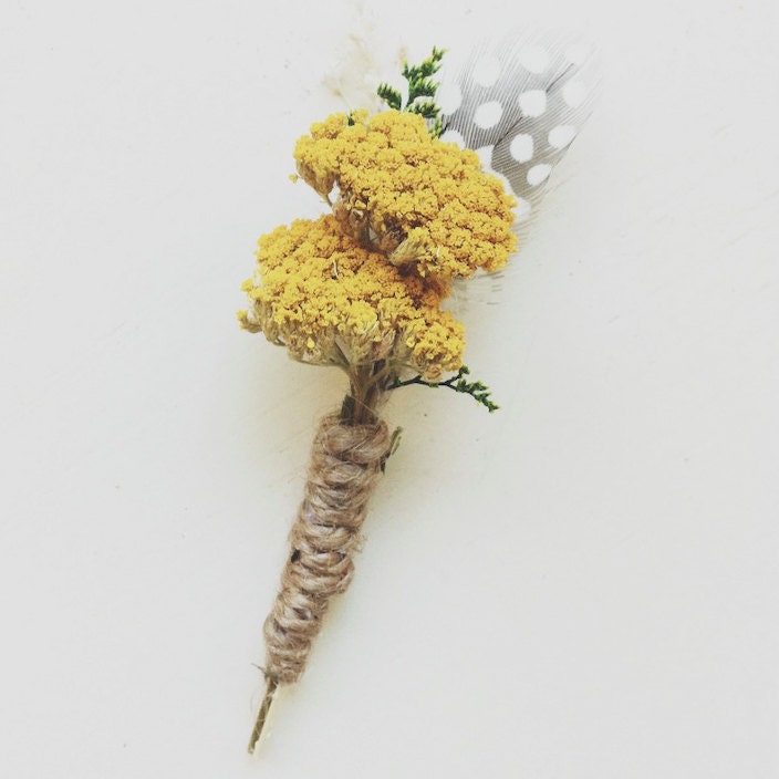 Yarrow Feather boutonniere pin