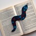 Snake Bookmark, Blue Fabric Bookmark, Stocking Stuffer