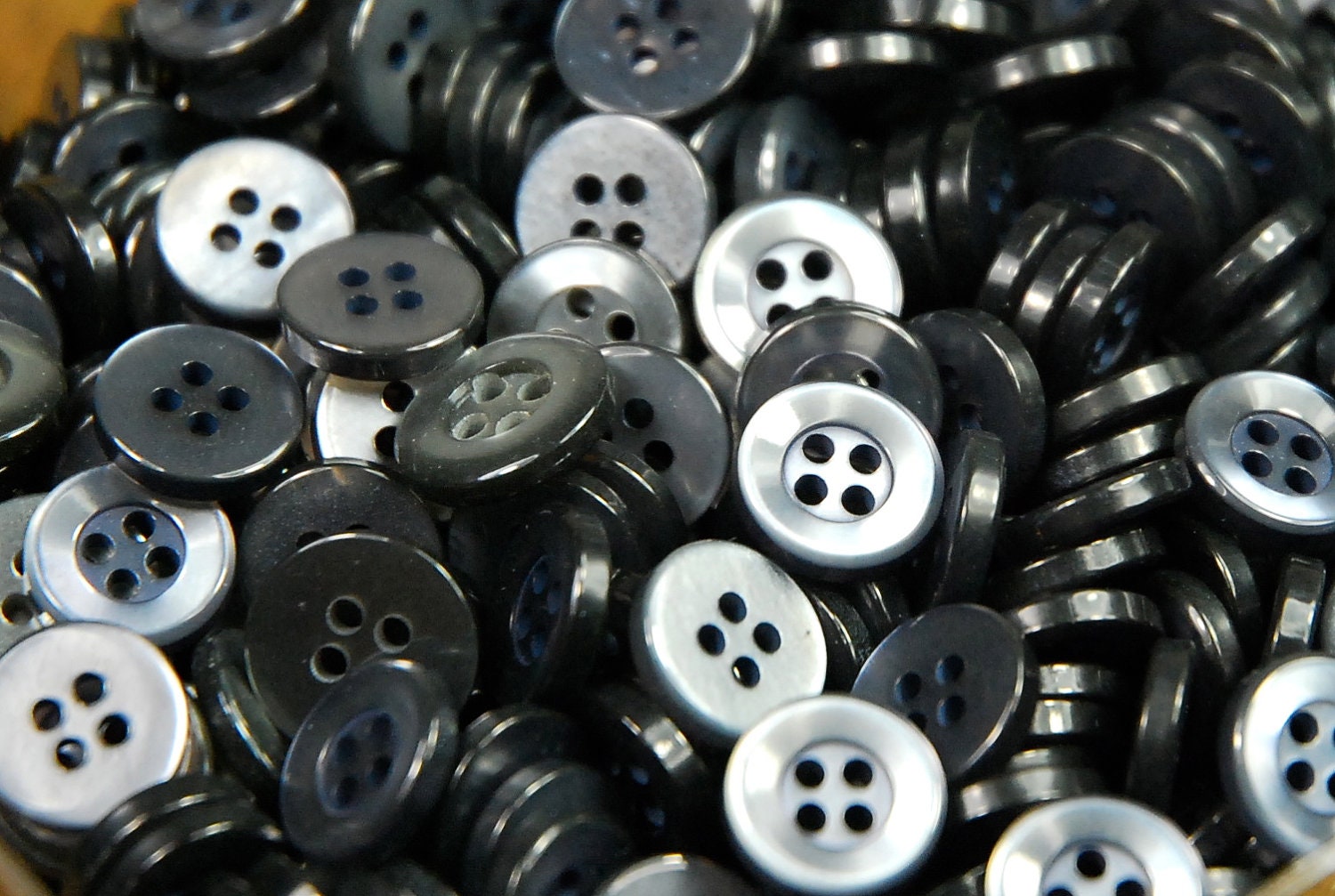 Box of Charcoal Gray Buttons