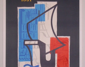 Original vintage french travel poster celebrating the Paris 2000 year by Romiers