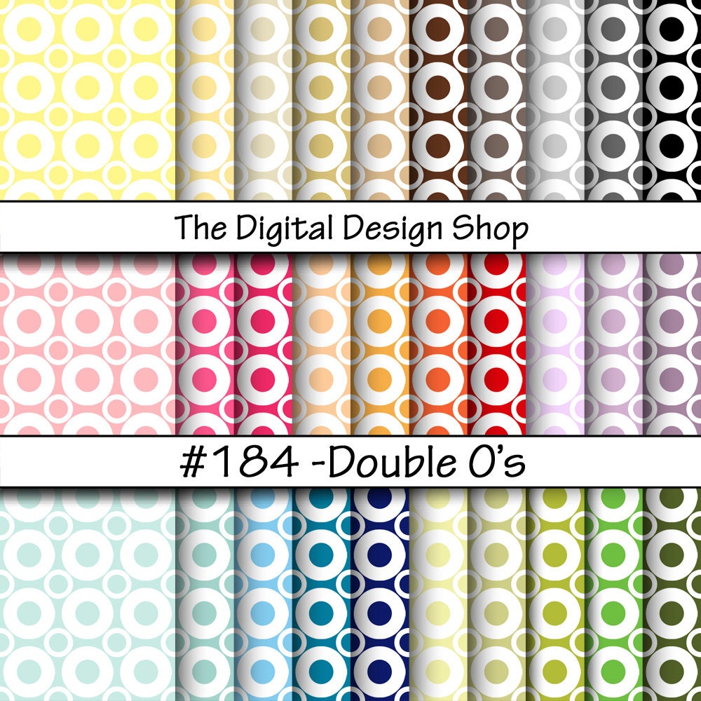 Circles - Digital Scrapbook Paper For Personal & Commercial Use (Buy 2 get 1 free) Color Pack - Double O's 184