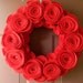 Red Felt Flower Wreath - 14 inch with pearls - Christmas Wreath, Valentine's Day Wreath