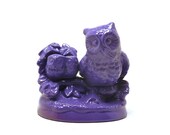 purple owl figurine  //  violet decor, upcycled ceramics, vintage owls, kitsch, bird figurines, mod, bright housewares, nature
