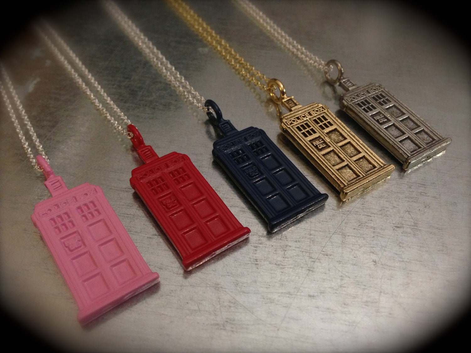 UK Police Phone Booth All the Pretty Colors Interpreted Charmed Necklace
