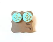 Mint Geometric Earrings, Hand Painted, Bubbles, Gift For Her