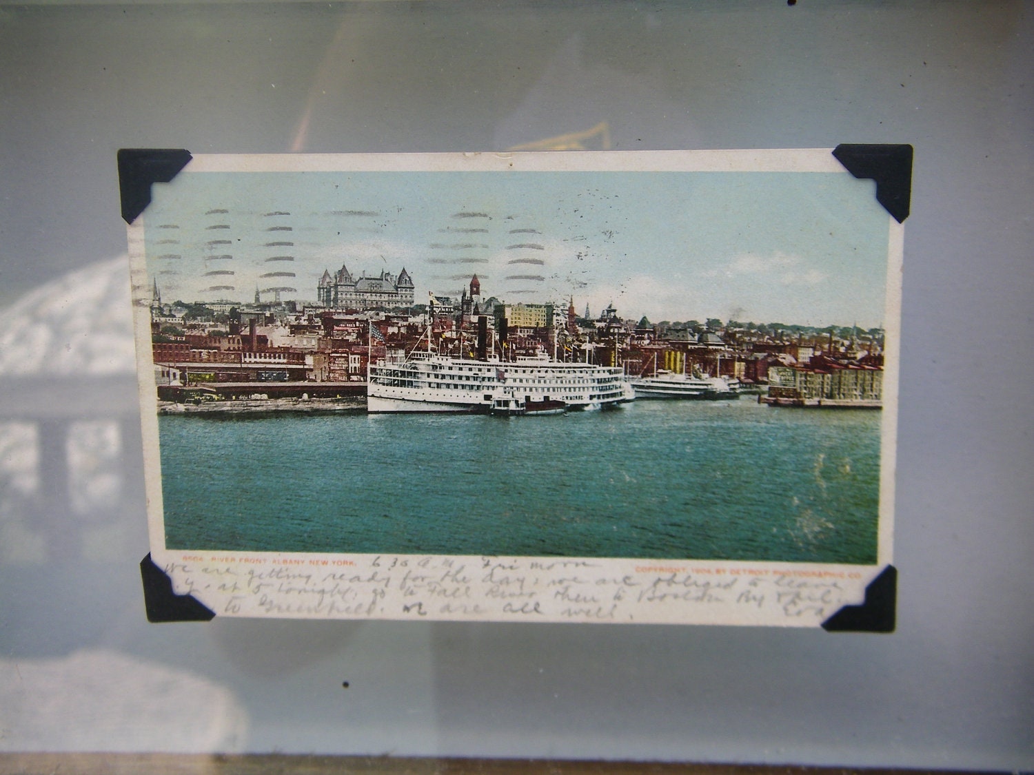 Vintage Nautical Ship Post Cards on an old 6 Pane, White Distressed Window