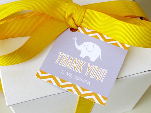 Elephant Baby Shower Favor Tags - Chevron - Elephant Printable - Printable Party - Twins - Sprinkle - Boy - Girl - Gift Tag - DIY Il_170x135