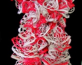 Red white and silver Ruffle Scarf hand knit fashion lace scarf lace