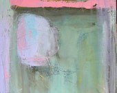 Abstract Painting Pastels aqua, blue, lavender, pink  -original fine art-affordable art 12 x 24