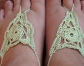 Women or Girls Mint Green Crochet Barefoot Sandals with ankle ties
