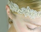 Floral Lace Boho Headband 'Laila' - Embroidered Bridal Hair Accessory - Boho Bride - Rustic Headband