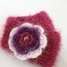 Girl Child, burgundy Hand Crocheted Headband, Earwarmer,Girl Child Accessories, With Purple and WhiteFlower, Adjustable headband.