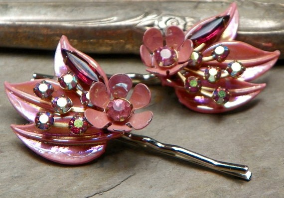 Decorative Spring Summer Bridal Pink Vintage Bobby Pins