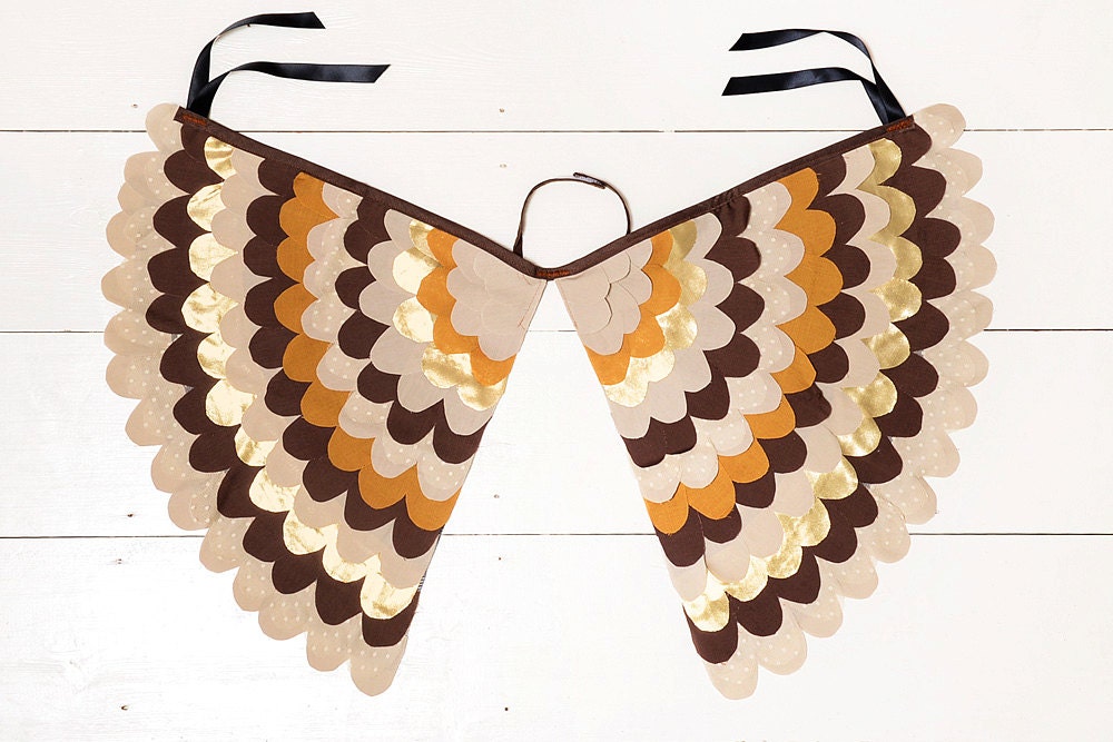SMALL SIZE - Fancy Dress Costume Bird Wings, Fairy Wings, Super Hero Wings, Toddler Pretend Play Accessory - The Owl Wings