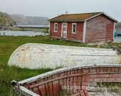 8x10 print - Brigus Newfoundland - old abandoned boats and building
