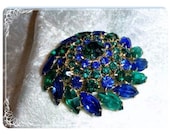 D & E Brooch Juliana Fashionable Swirling Blue and Green 518a-011609035