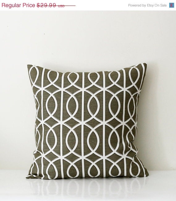 ON SALE Sham 22x22 charcoal dwell  - one new decorative dwell pillows case - euro shams - throw - white chain print
