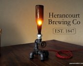 Industrial Beer Lamp - Bottle Lighting - Man Cave - Steampunk Furniture - Desk Lamp