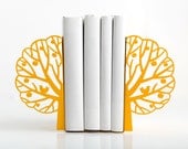 Minimalistic bookends - Summer - yellow tree laser cut metal bookends strong enough to hold your books