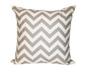 Grey Chevron Pillow Cover 18" x 18" Hidden Zipper Closure