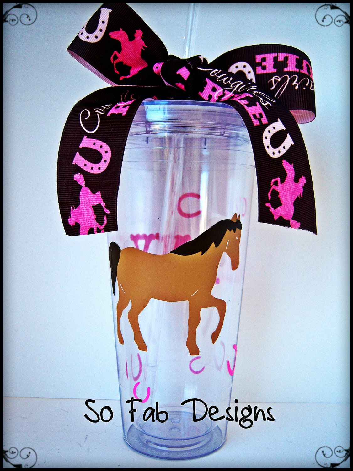 customized Acrylic 20 oz Rodeo, Cowboy, Horse Cup w/straw