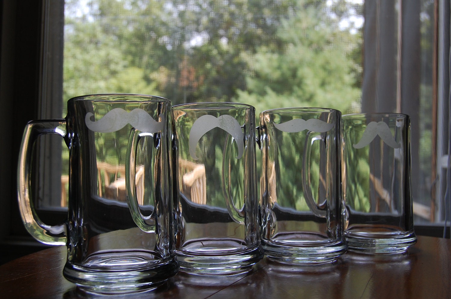 Personalized Beer Mugs (Set of 4) - Moustaches