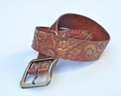 TALISMAN. One of a kind leather belt. Handcarved.