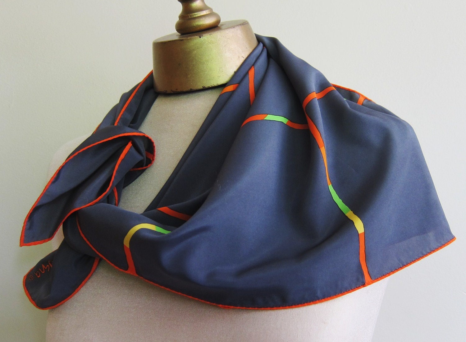 Vintage Vera scarf pewter with hot colors