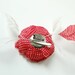 HANDMADE red polka dot silk flower hair clip/pin brooch