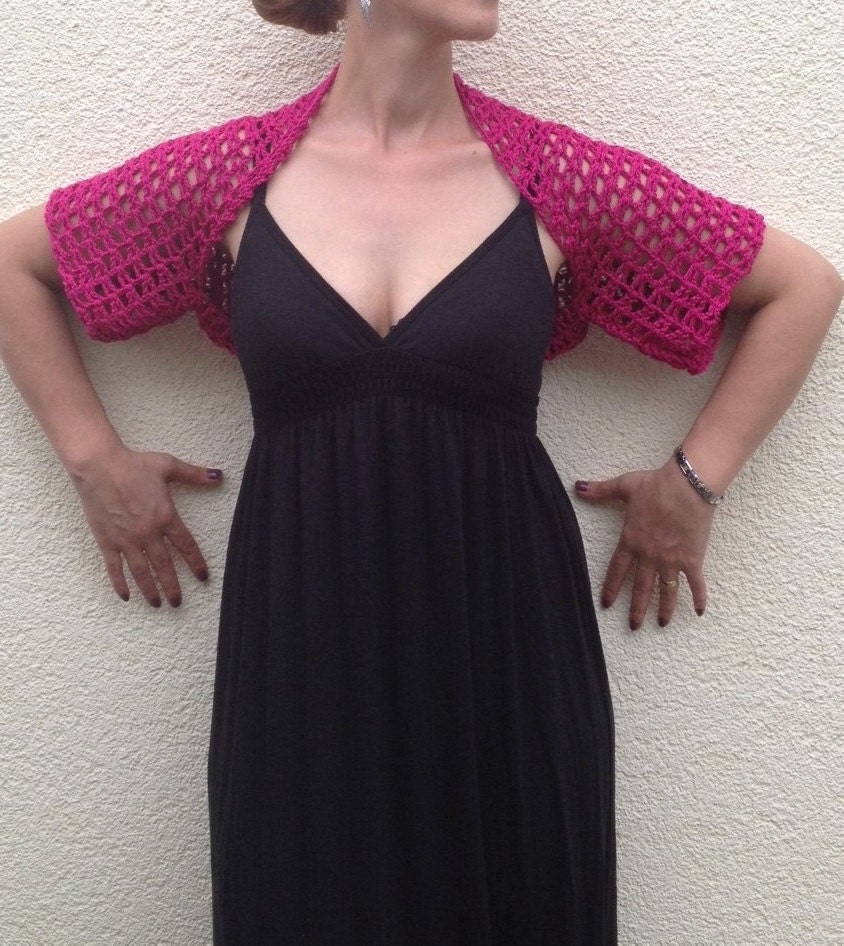 Crochet Shrug Bolero in Cranberry