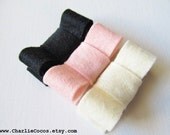 Baby/Girl Hair Clips, Felt Hair Bows, Felt Hair Clips, Little Hair Bows, Children Holiday Accessories, Pink, White & Black Hair Bows