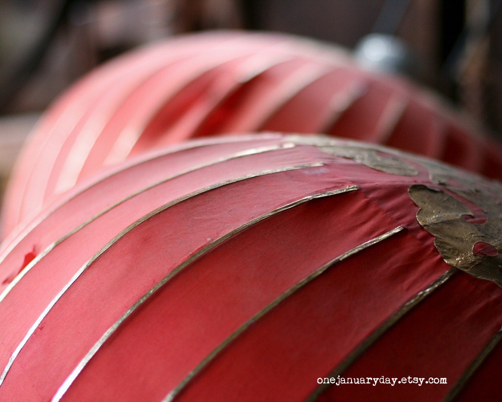 Faded Red Lantern Photo, Art Print, Vintage Vignette (8x10)