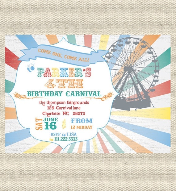 Vintage Carnival Birthday Invitation Printable Il_570xn