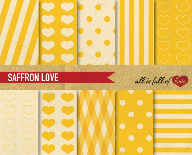 Digital Scrapbooking Paper Pack Vintage  8.5"x11" // A4 SAFFRON LOVE Printable Backgrounds INSTANT Download