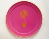 gold topiary pink round  tray