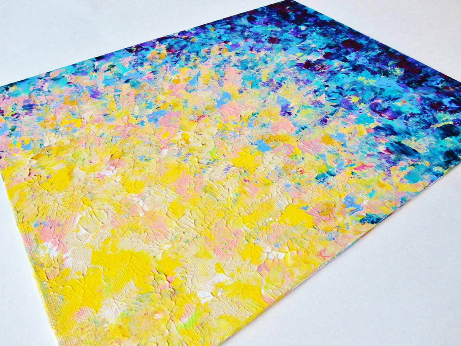 SALE - Beautiful Abstract Acrylic Painting FREE SHIPPING Ocean theme, Water Reflection Sunset Sunrise Artwork Blue, Peach, Pink, Turquoise